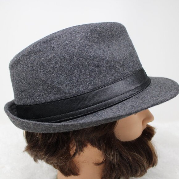Henschel Hat Fedora Mens Large Gray Viscose/Wool Blend w/ Black Ribbon Band Cap - Picture 4 of 10